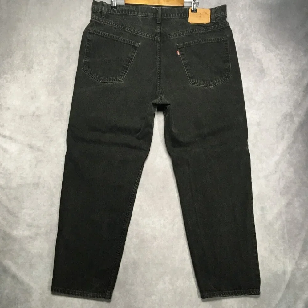 VTG Levis Mens 550 Relaxed Fit Black Jeans size 40x30 Cotton Denim Pants Zip Fly